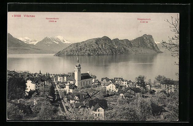 Ansichtskarten: Vitznau, Ortsansicht mit Insel, Stanserh – Gebraucht aus Berlin von bartko-reher