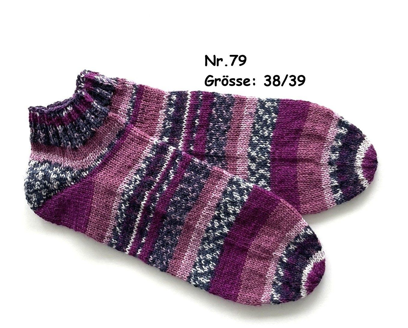 Calze: Sneaker - Socken handgestrickt  Gr.38/39  Nr.79 – Nuovo e nell'imballaggio originale da  venduto da