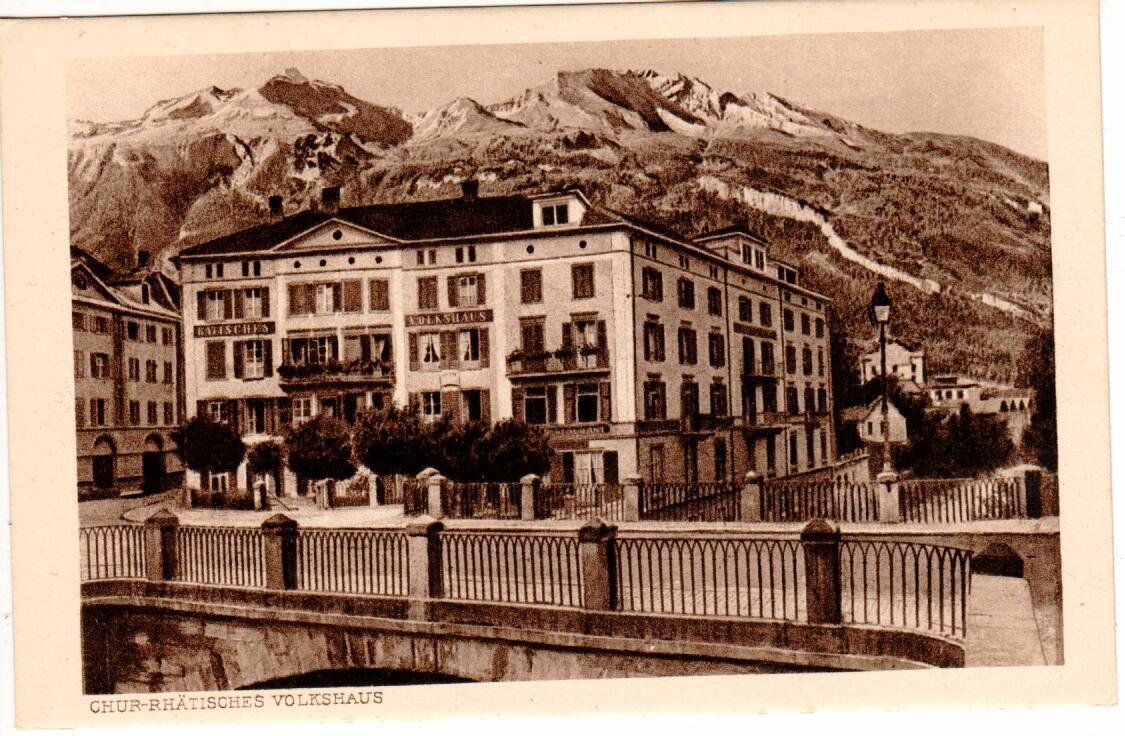Cartoline postali: Chur - Rhätisches Volkshaus – Usato da Wolhusen venduto da Curver9