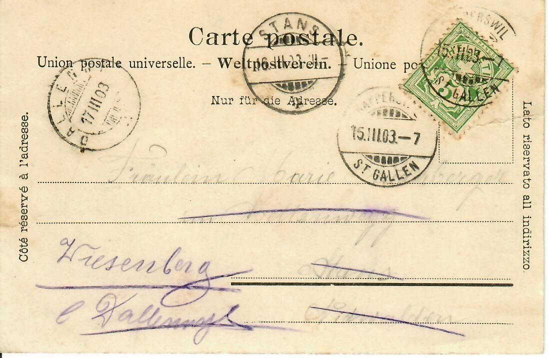 Cartoline postali: Rapperswil 1903 – Usato da Hochdorf venduto da Ziegel-16 1