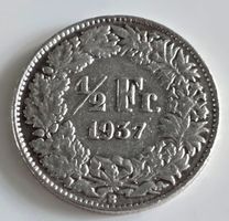Schweiz 1/2 Franken 1937 B Guter Zustand