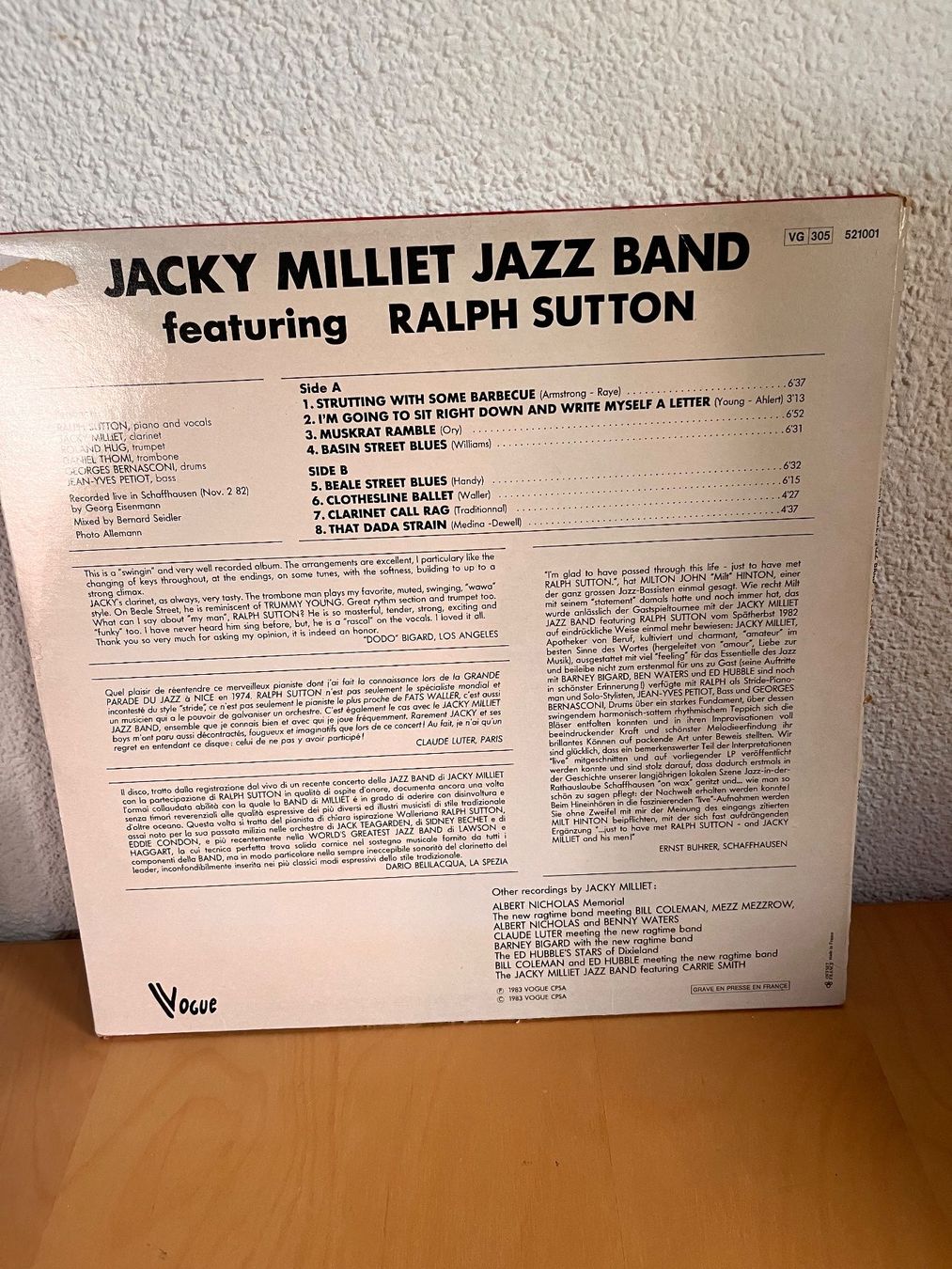 Dischi in vinile: Jacky Milliet Jazz Band, Ralph Sutton, Schallplatte – Usato da Rüdlingen venduto da Timber_11 1