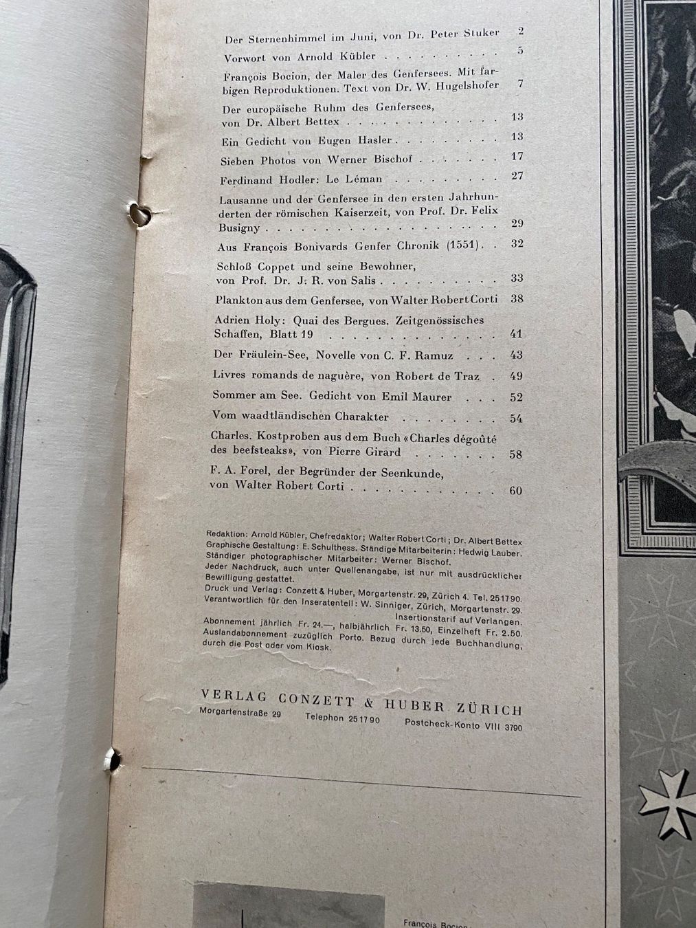 Riviste & Magazine: 52 Du Schweizerische Monatsschrift Juni 1945 Der Genfer See – Usato da Pfäffikon ZH venduto da Emporos_42 1