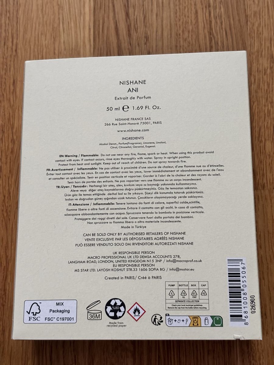 Nishane Profumi & Eau de Toilette: Nishane Ani Extrait de Parfum 50ml – Usato da Zürich venduto da Thetimtam 2