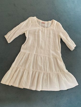 weites Tunika-Leinenkleid, weiss, Gr. 38