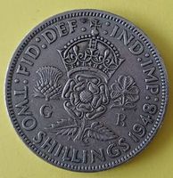 2 Shilling Florin Münze King Georg VI. Grossbritannien 1948