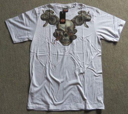 Cooles T-Shirt mit Totenkopf und Schlangen Motiv - Grösse XL