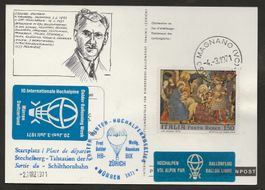 1971 Ballon Schweiz Mürren Magnano Italien Luftpost