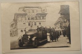 Foto- AK altes Saurer Postauto in Stein am Rhein um 1925