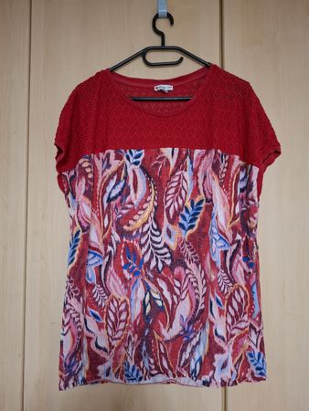 Blusenshirt Gr. 44 (XXL), Street One, rot gemustert