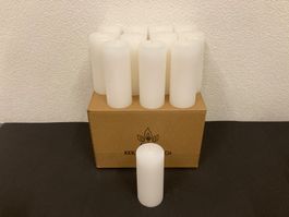 12 Kerzen a je 18 x 7,5 x 7,5 cm, je 700g,weiss durchgefärbt
