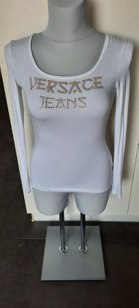 Versace Shirt weiss mit Schriftzug in Roségold, Grösse 36