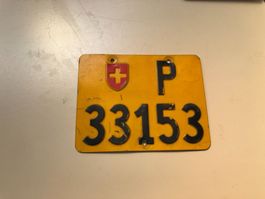 Nummernschild PTT Post Mofa ausrangiert P 33153
