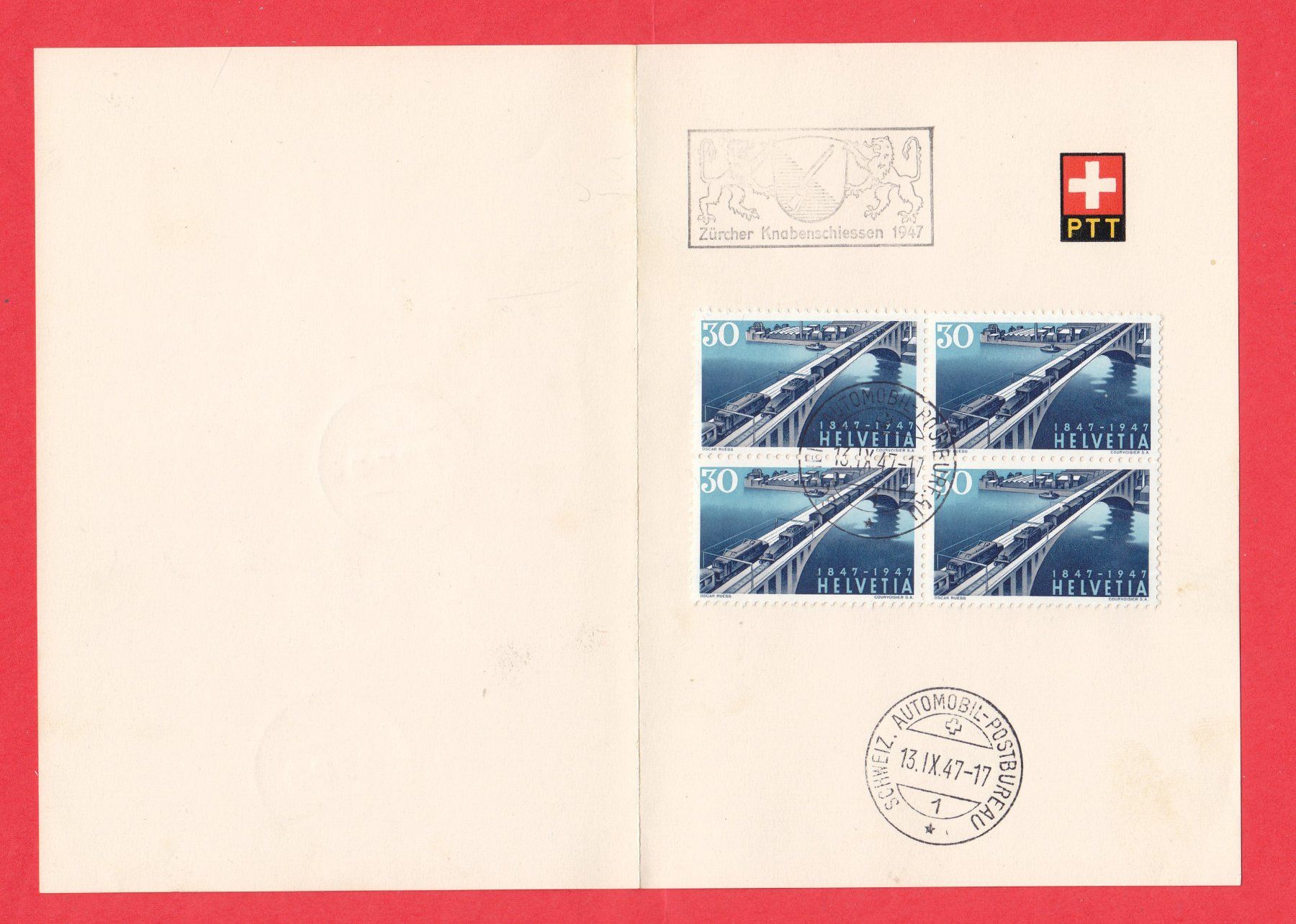 Tutti i francobolli: 1977 Plattenfehler   Nr.2.01  Fleck auf Wagendach Kat.100Fr. – Usato da Adliswil venduto da Aenti 3