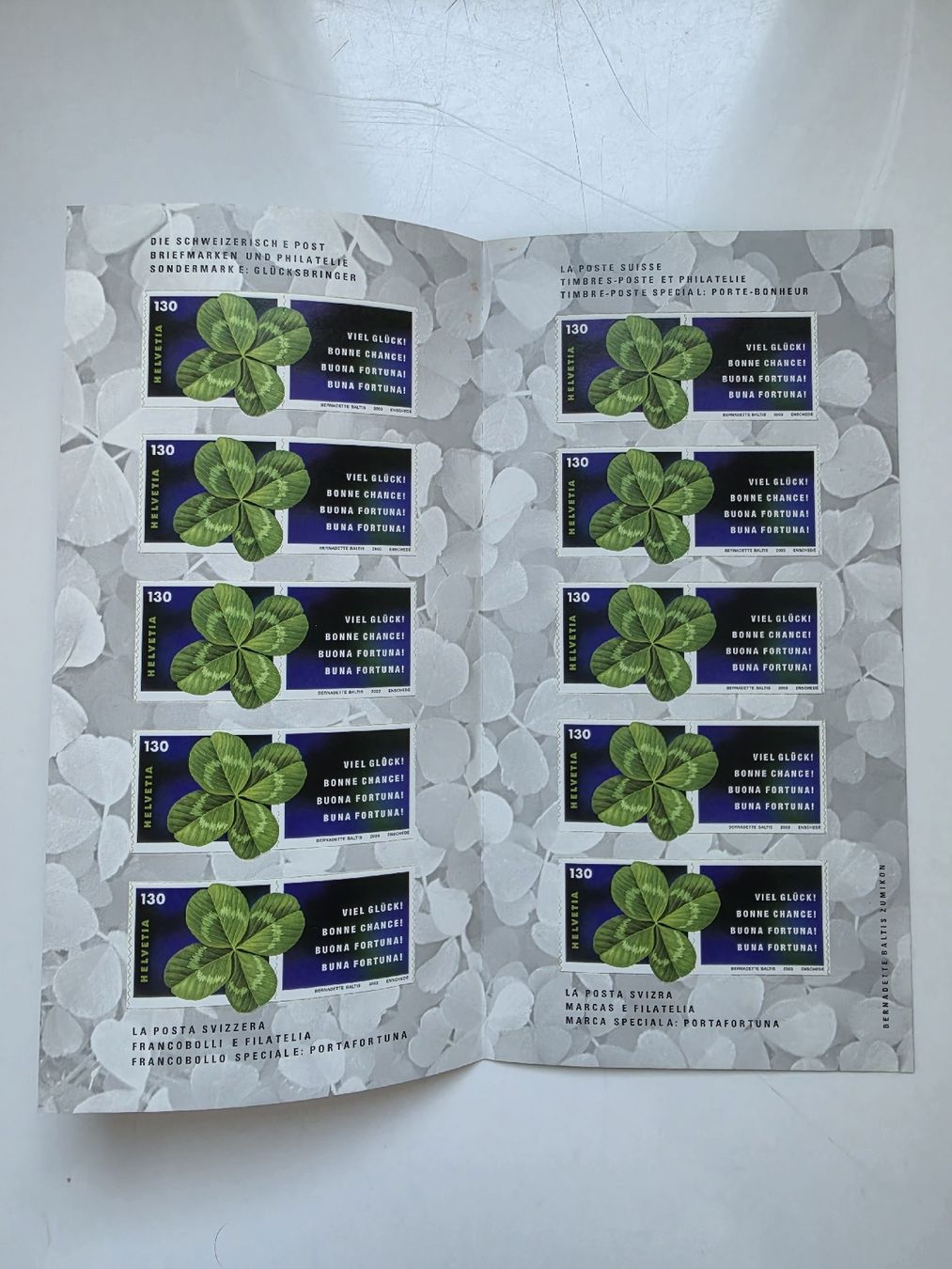 Alle Briefmarken: Briefmarken Glücksklee 10 Stk Folder KB ** – Neu und originalverpackt aus Zürich von ZH-Vintage