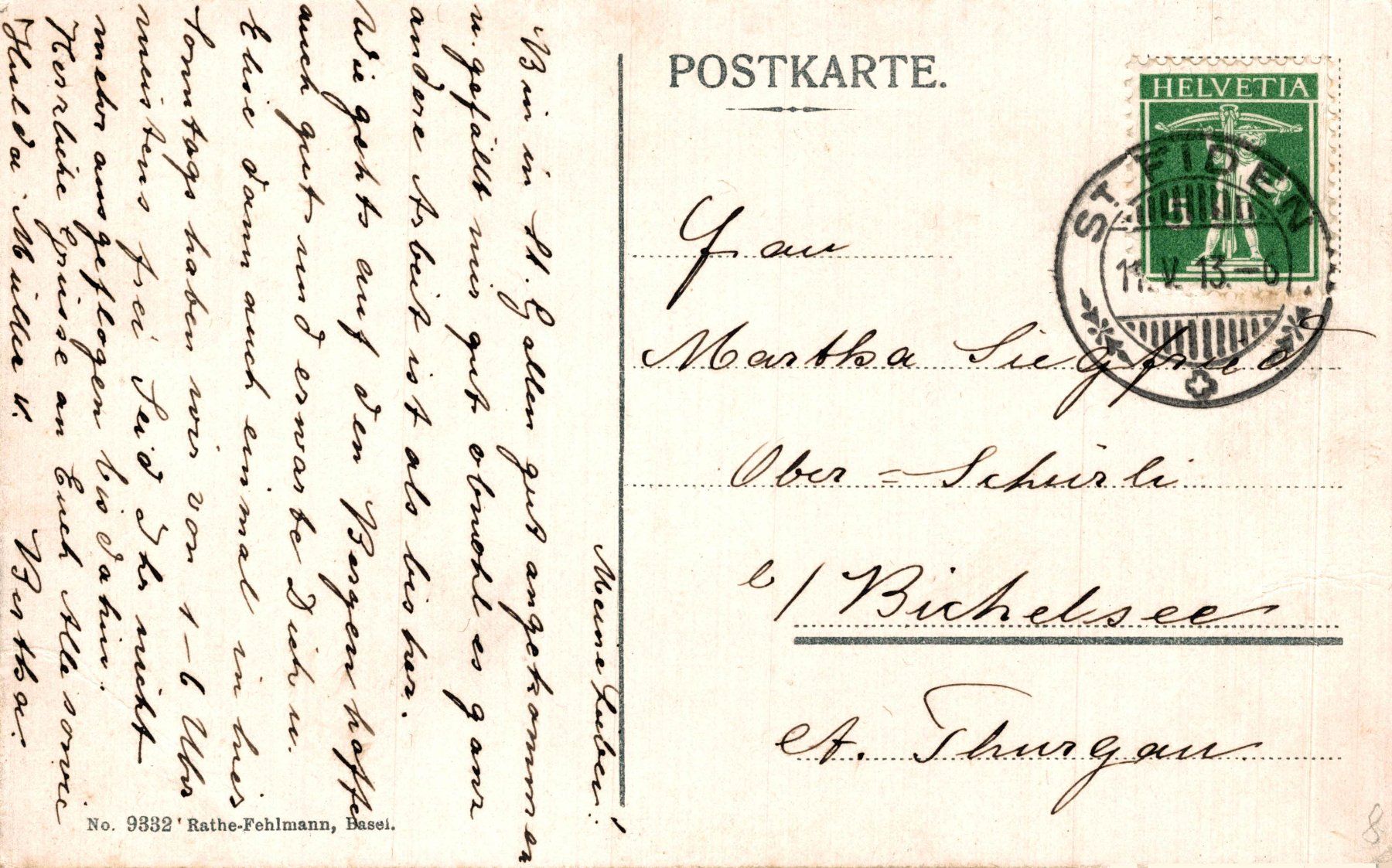 Cartoline postali: St. Gallen. Stadtansicht vom Rosenberg aus – Usato da Bronschhofen venduto da Astore 1