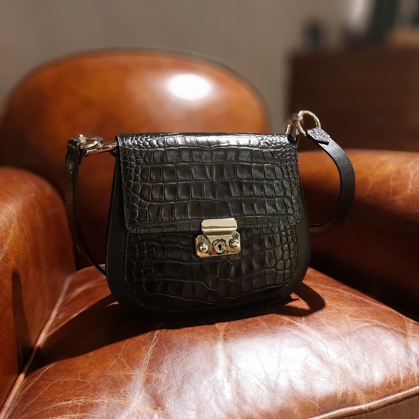 Taschen für Damen: NEU: Edle Kroko-Optik Ledertasche schwarz – Neu und originalverpackt aus Altendorf von Markus049