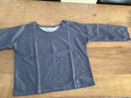 UNIKAT HEMD/BLUSE ca.GR.M/38 jeansblau/weisse Punkte süss