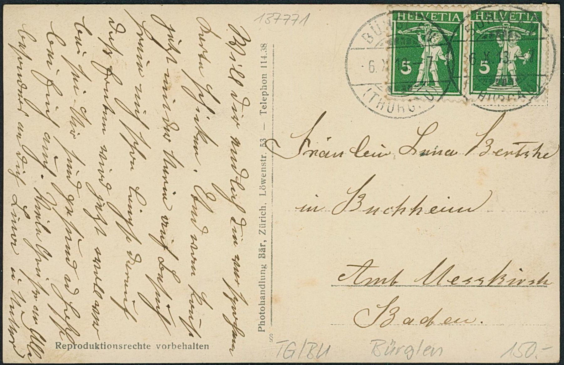 Cartoline postali: TG Bürglen – Usato da Schindellegi venduto da leecollect 1