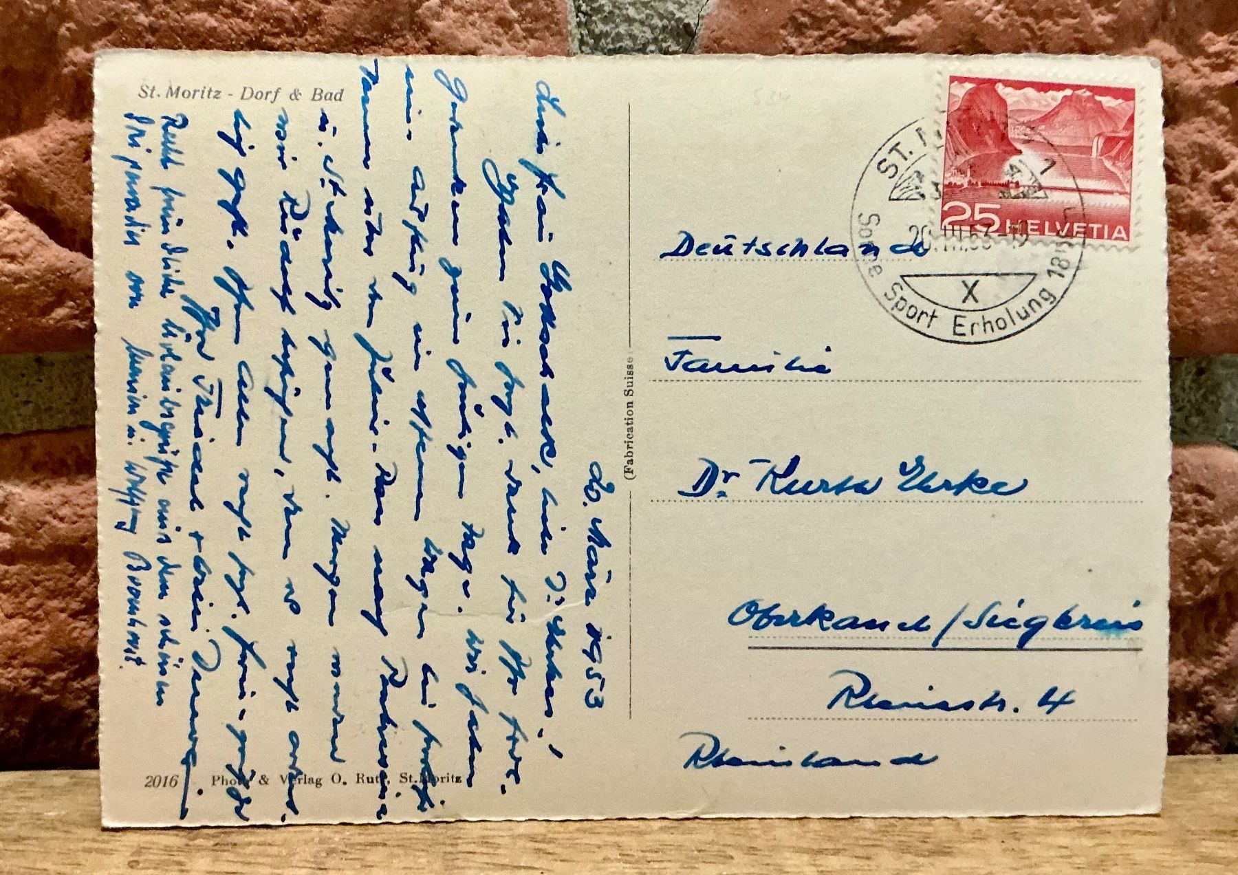 Cartoline postali: 1953 - ST. MORITZ Dorf & Bad im Winter - Engadin Grossformat – Usato da Root venduto da ENGLAND-TREASURES 2