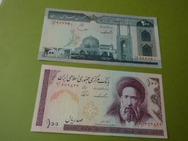 Iran, 2 alte Geldscheine - ungefaltet