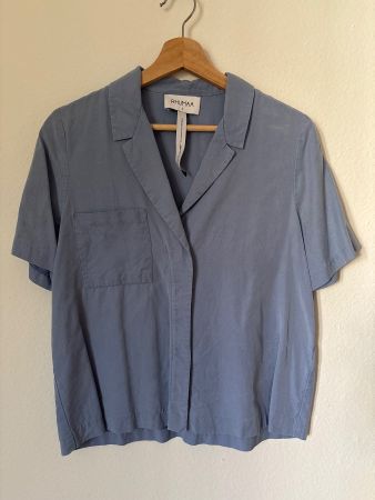 Bluse Rhumaa blau kurzarm Lyocell Grösse S neuwertig