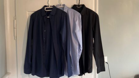 3 Herrenhemden,  Grösse 38 (hellblau, blau, schwarz)