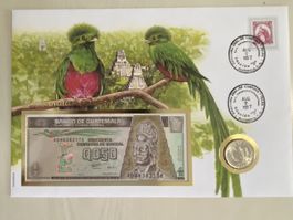 Banknotenbrief mit Münze - Guatemala 