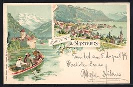 Litho Montreux, Ortsansicht, Ruderpartie