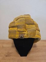 Style Strick Beanie Anker gelb/grau Wintermütze gefüttert