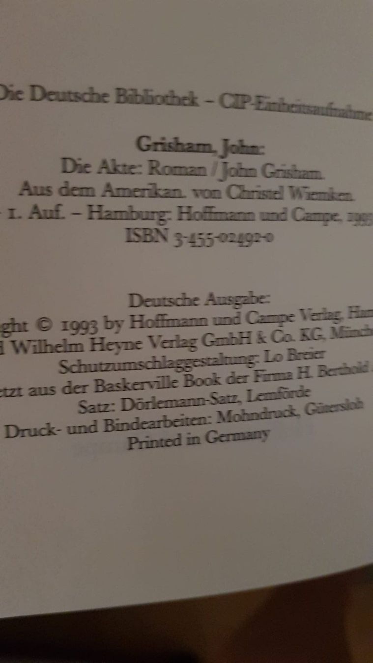 Libri: Die Akte - John Grisham – Usato da Spiegel b. Bern venduto da sus_xj97 2