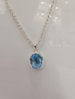 Collier (Erbsenkette 925Silber) mit blauem Topas 925Silber