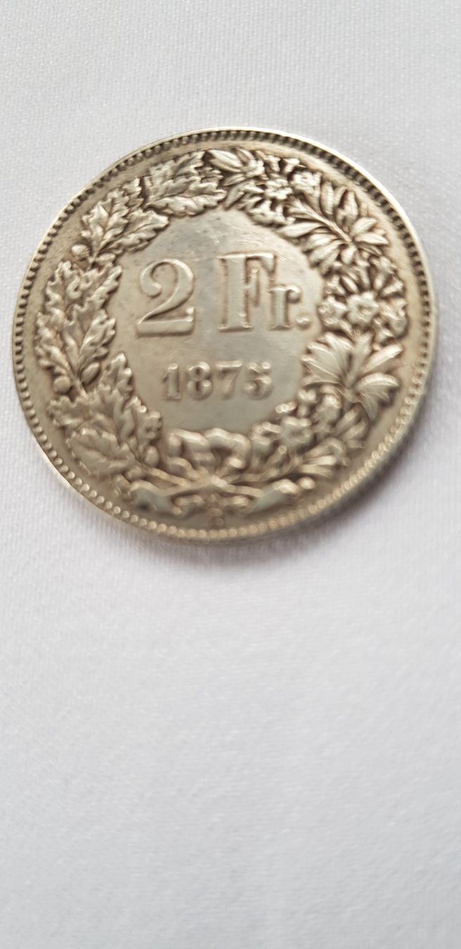 Alle Münzen: 2 Franken 1875 Schweiz – Gebraucht aus Dällikon von Toyfan
