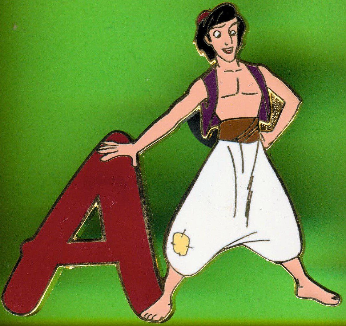 Disney Placchette & Badge: DISNEY  Alphabet    ALADIN  " A " – Usato da Winterthur venduto da Sammleroase