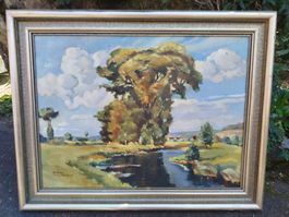Gemälde Landschaft mit Baum und Fluss nach Franz Frankl