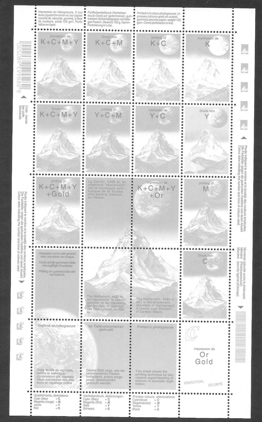 Alle Briefmarken: Kleinbogen 20 Marken Matterhorn verschiedene Farben – Neu (gemäss Beschreibung) aus Olten von clotaldi 1