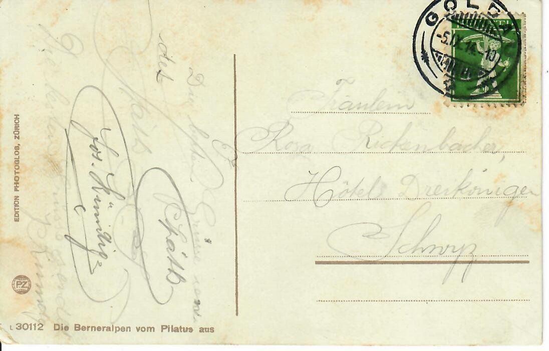 Cartoline postali: Berneralpen vom Pilatus aus – Usato da Hochdorf venduto da Ziegel-16 1