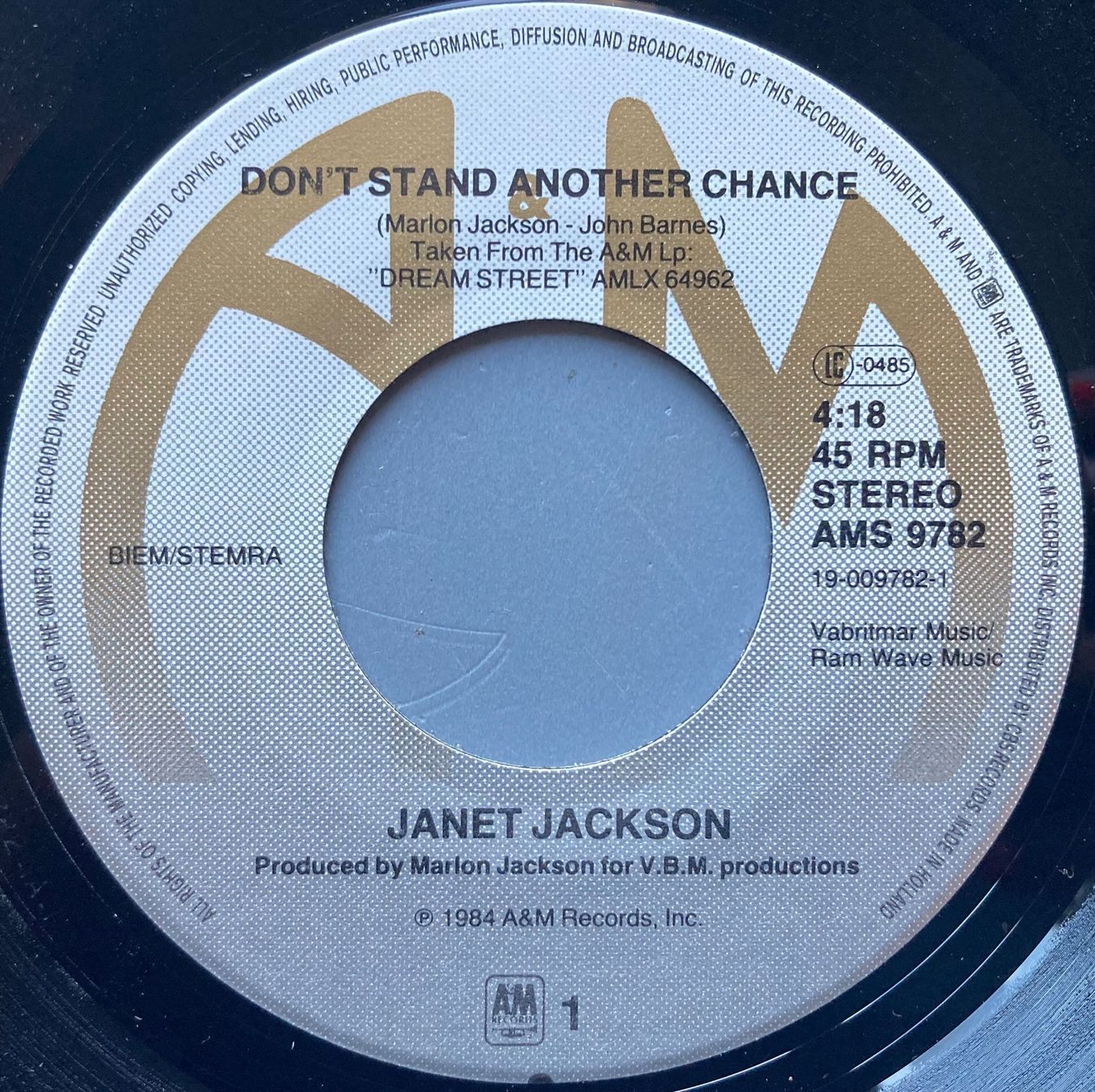 Schallplatten: JANET JACKSON - DON'T STAND ANOTHER CHANCE – Gebraucht aus Poliez-Pittet von Newtown-Records 2