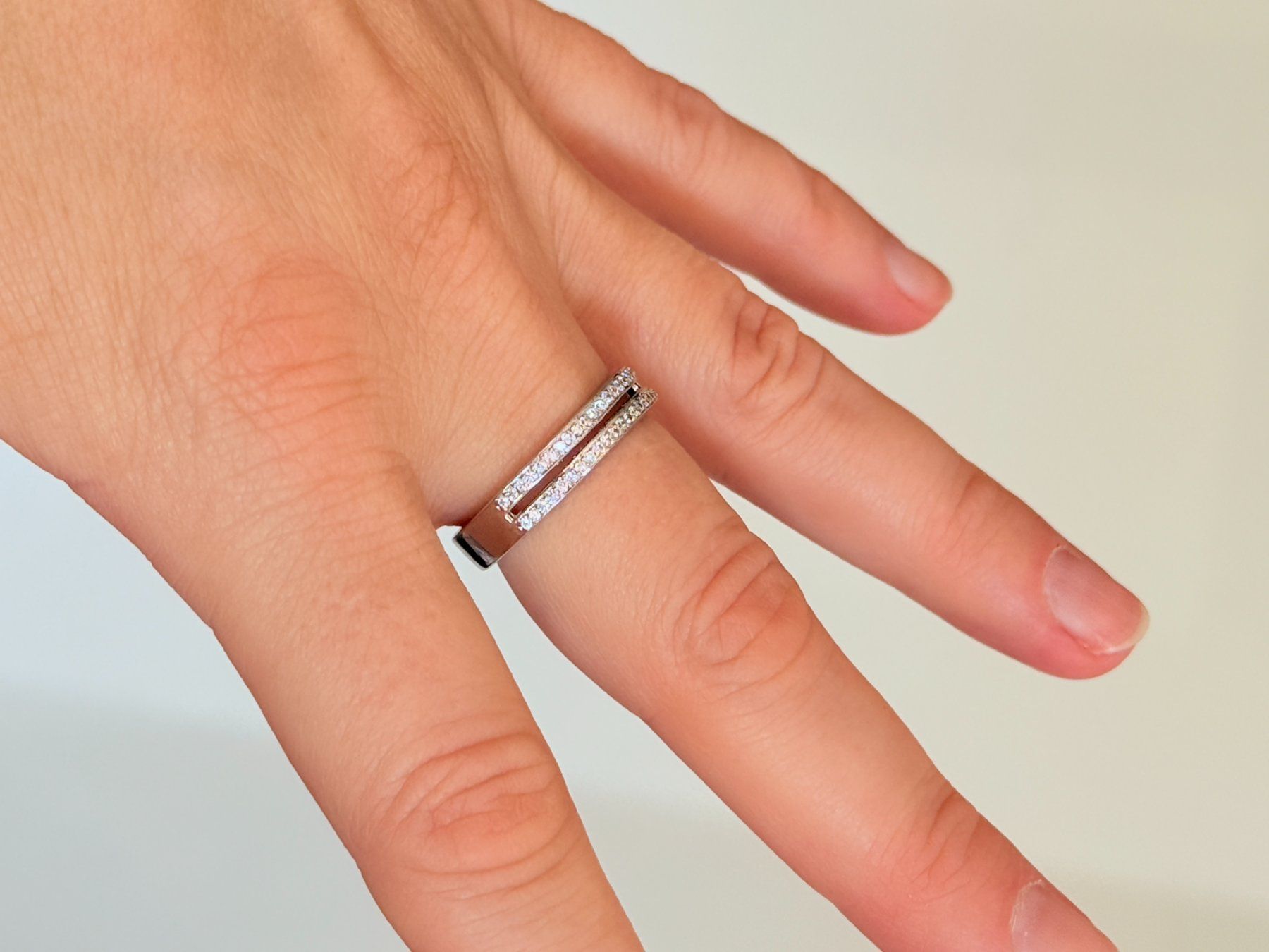 Bagues: Moissanite Double Row Band Ring size 60 – Neuf avec emballage d'origine à Genève par AWWA 2