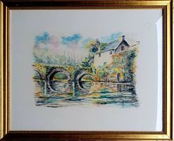 Superbe tableau sous vitrage P. Vialatte
