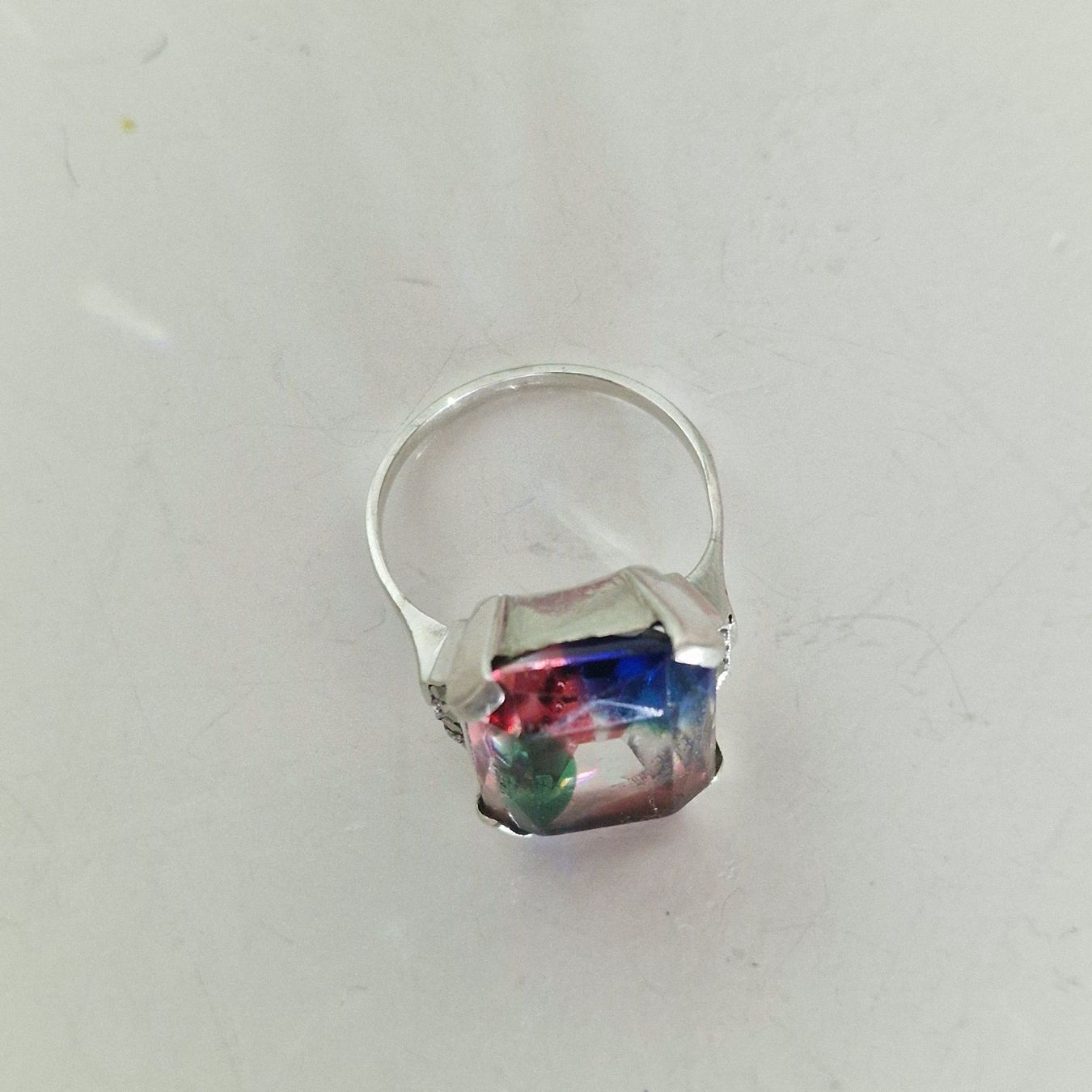 Anelli: Silberring Gr. 59 mit grossem Regenbogen Stein – Usato da Birr venduto da sen_8djr 9