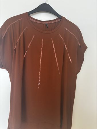 T-shirt Only brun avec paillettes taille L