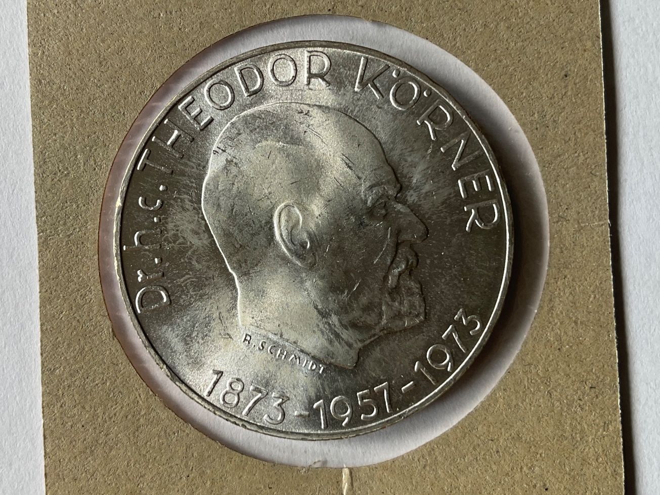 Tutti le monete: 50 Schilling Silber 1973 : Dr. Theodor Körner – Usato da Kreuzlingen venduto da tummetott71