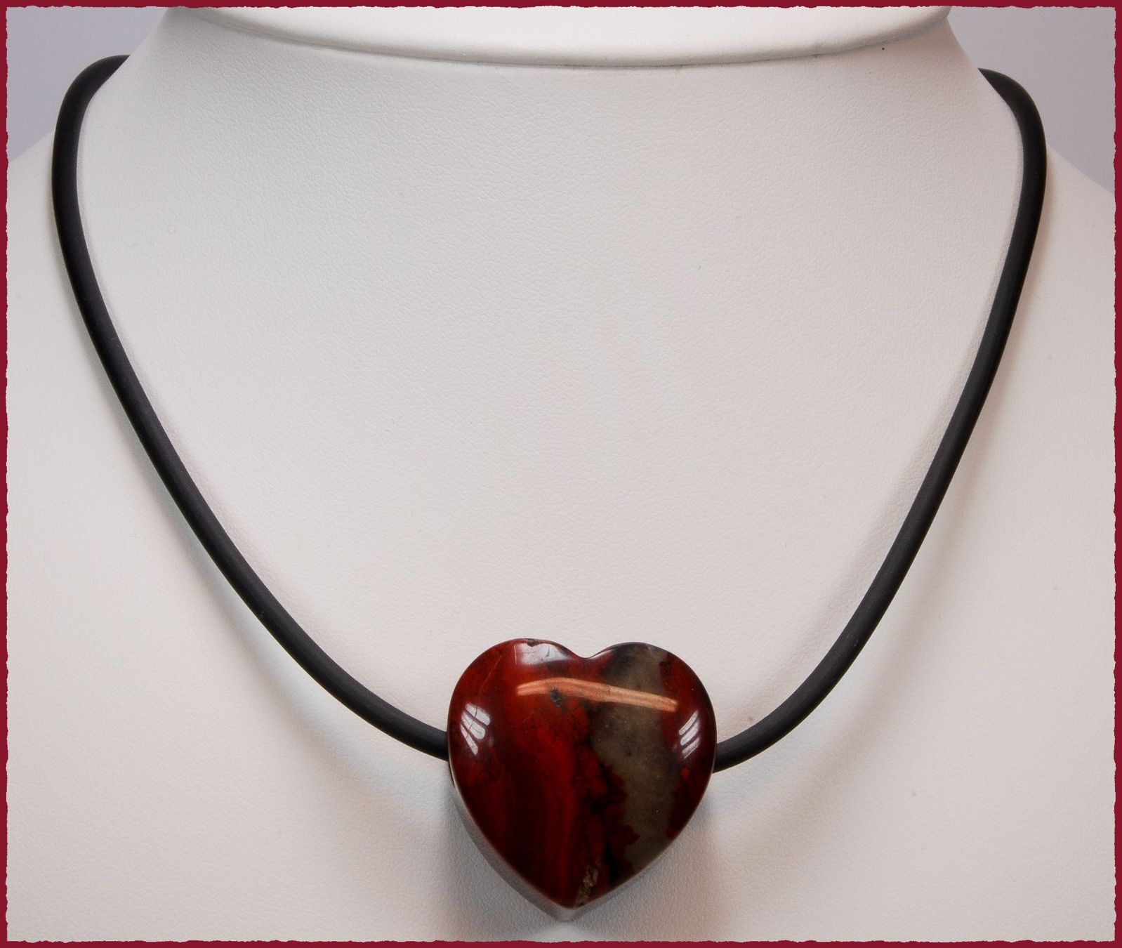 Catenine: Collier Kautschuk 48cm, grossem Herz Jaspis Blutjaspis – Nuovo e nell'imballaggio originale da Oberglatt ZH venduto da Goldfee1 2
