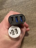 Auto Ladegerät 3x USB 2x USB Schwarz Weiss Gut