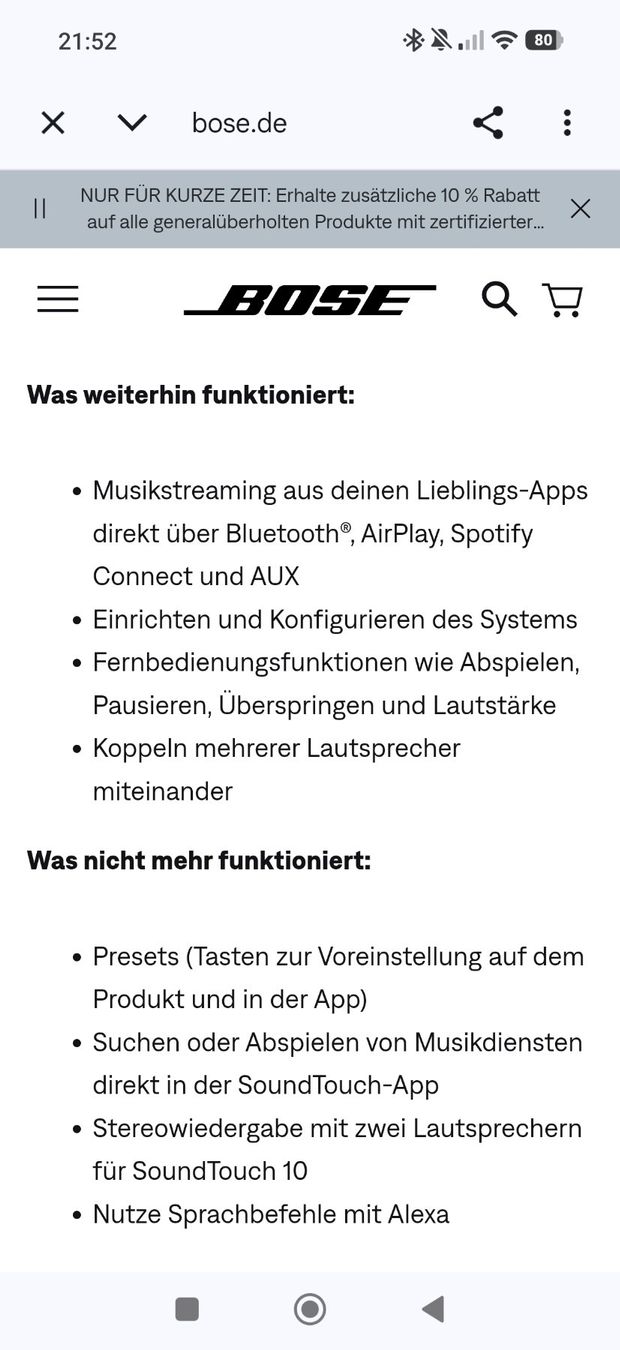 Bose Radio: BOSE SoundTouch 10 Wireless / Bluetooth – Usato da Wigoltingen venduto da dom_wbc6 5