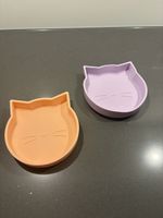 Two Silicone Cat Shaped Feeding Bowls