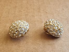 Elegante Ohrclips, goldfarben mit Strass 
