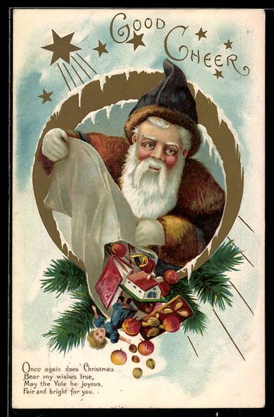 Ansichtskarten: Weihnachtsmann schüttet seinen Geschenk – Gebraucht aus Berlin von bartko-reher