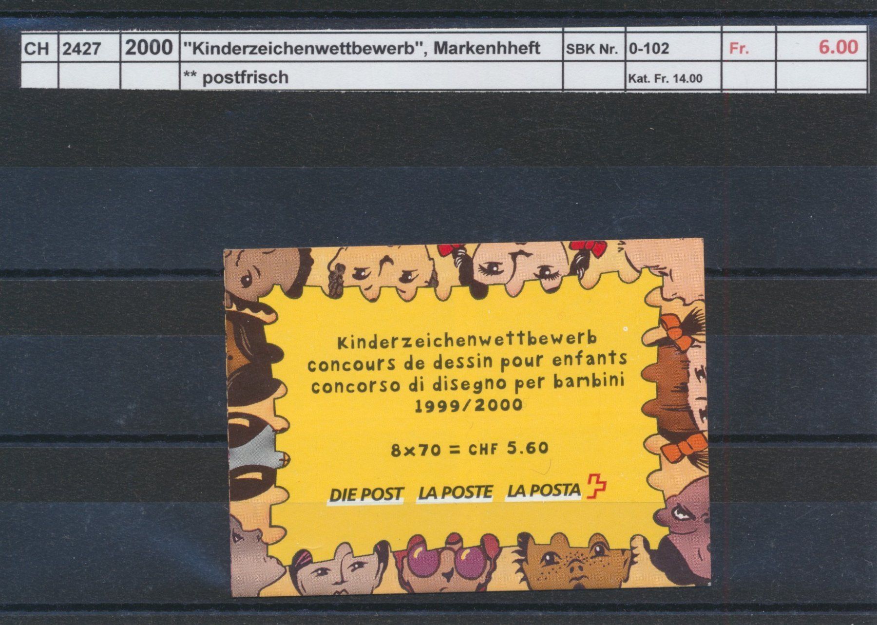 Tous les timbres: 2000 Kinderzeichenwettbewerb, Markenheftchen, ** postfrisch – Neuf (Voir description) à Winterthur par Zupogeru